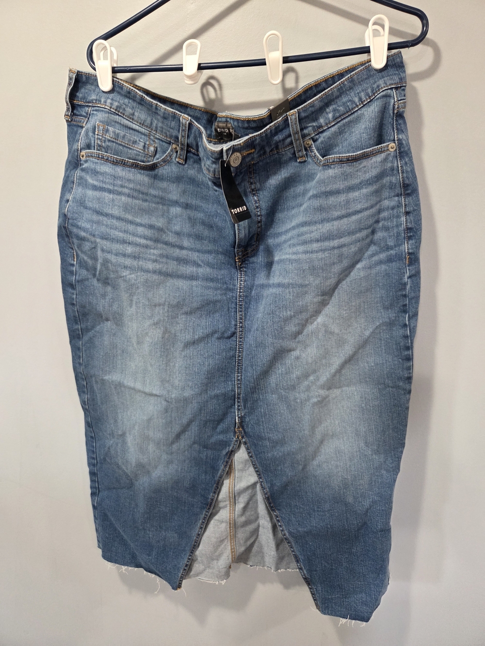 torrid Light Blue Denim Maxi Skirt with Front Slit